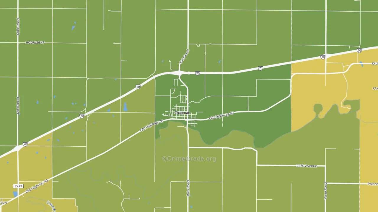 Chapman, KS Map of Burglary Rates