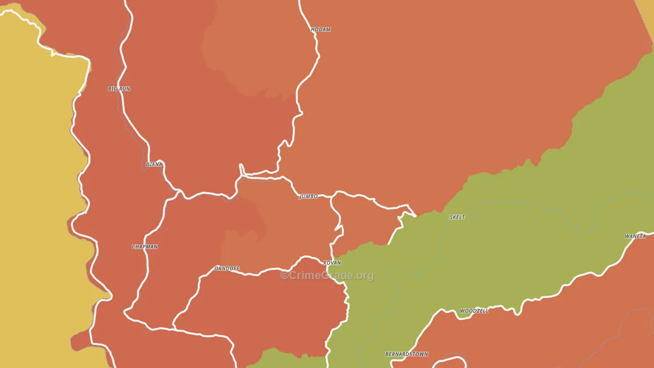 Chapman, WV Map of Burglary Rates