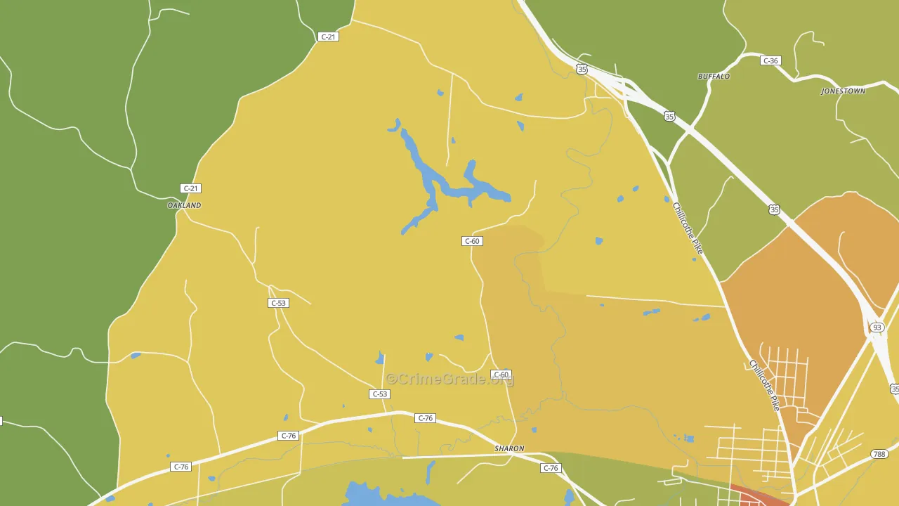 Chapmans, OH Map of Burglary Rates