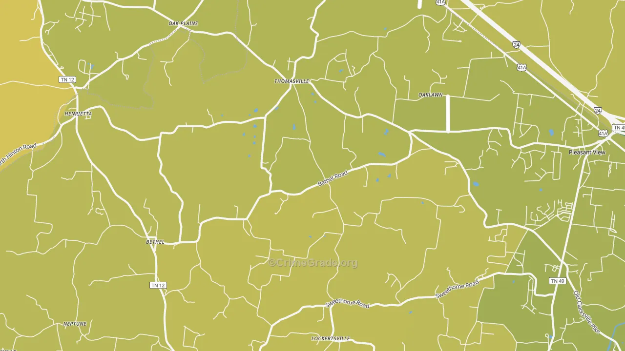 Chapmansboro, TN Map of Burglary Rates