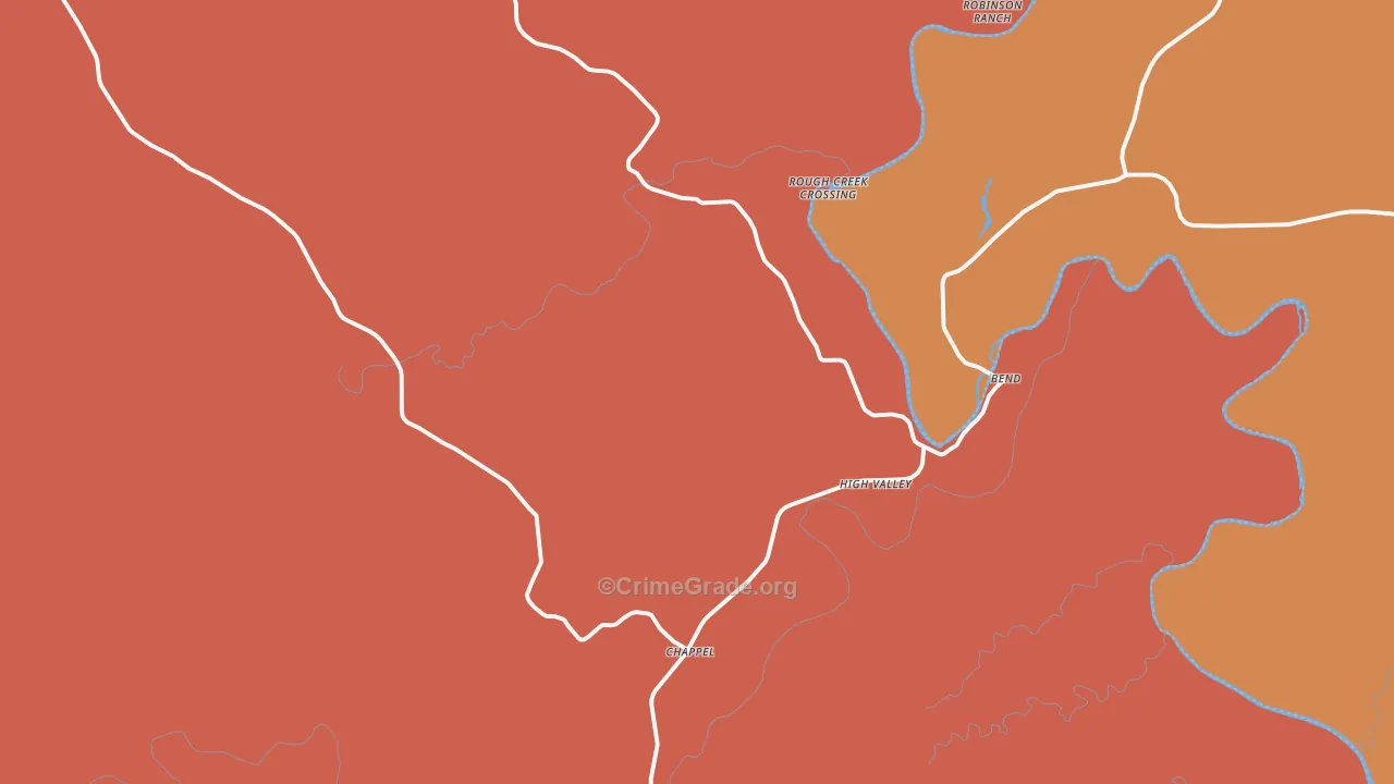 Chappel, TX Map of Burglary Rates