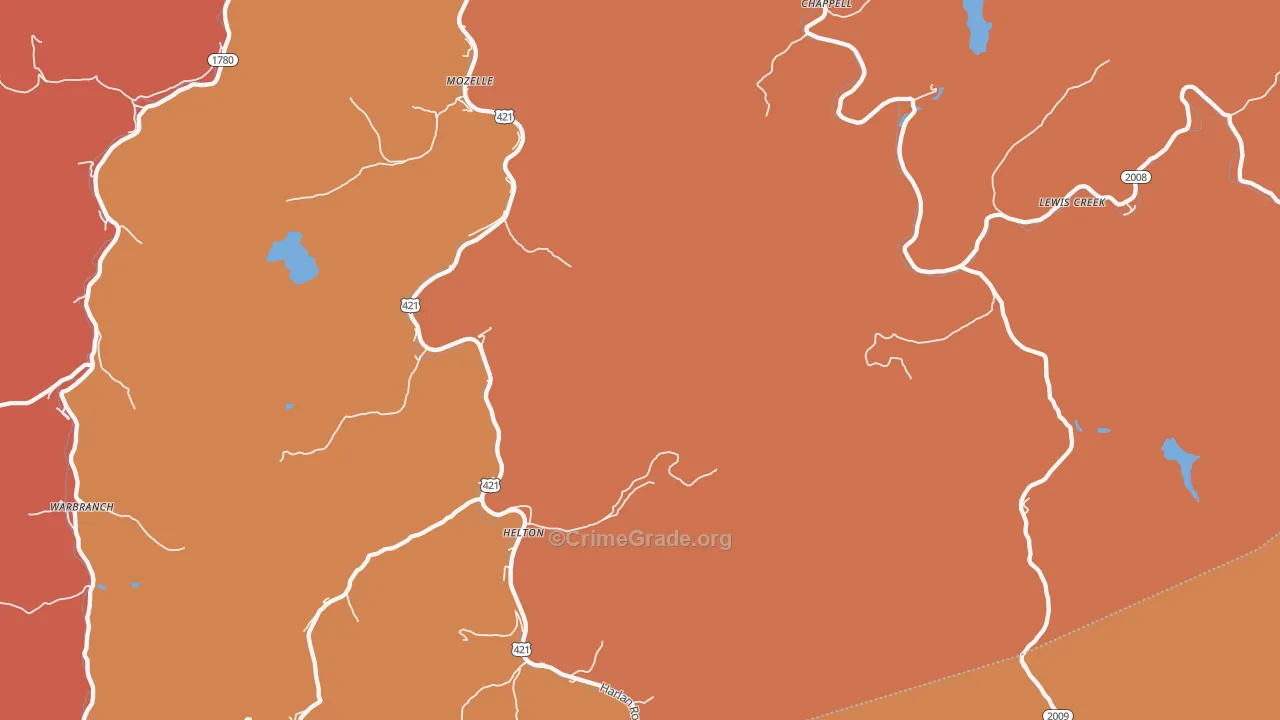 Chappell, KY Map of Burglary Rates