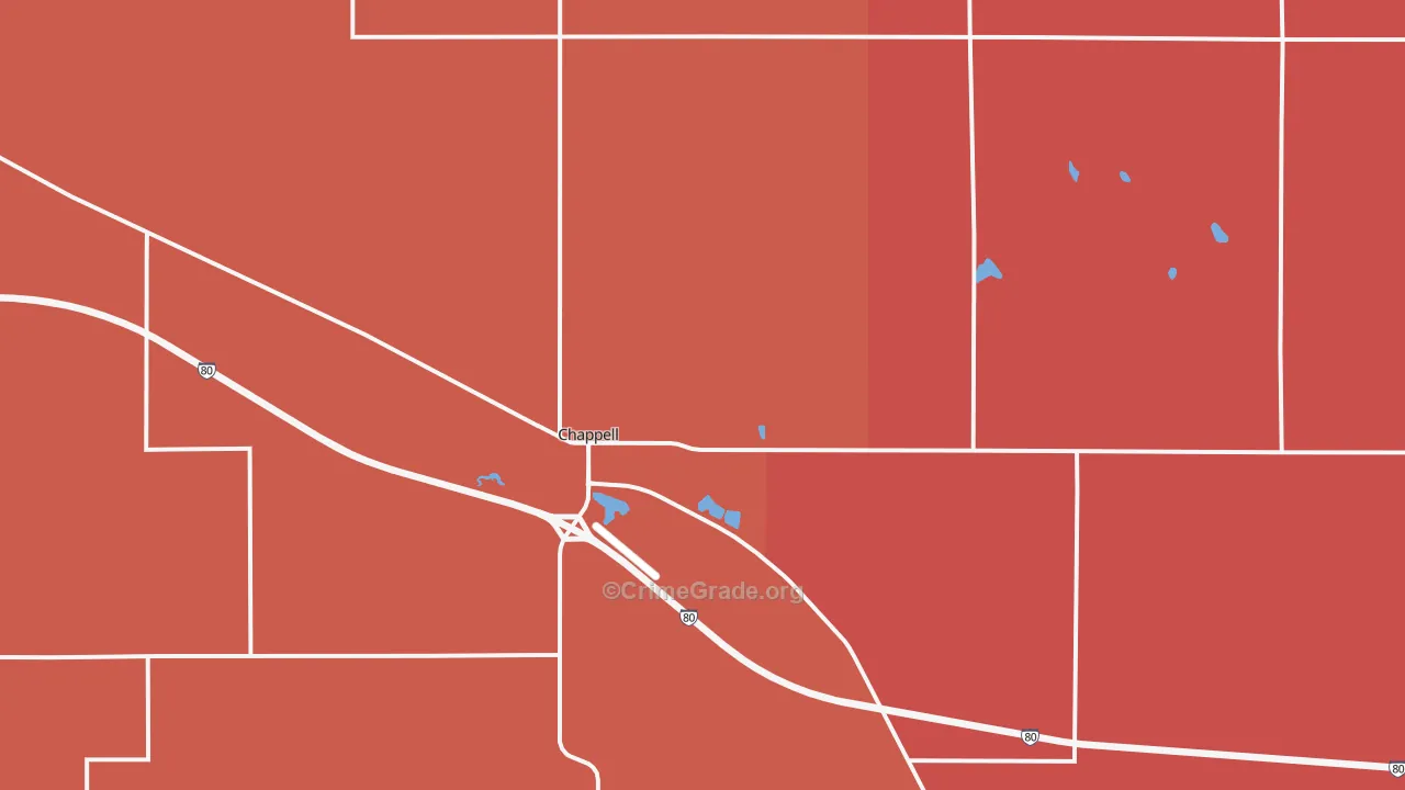 Chappell, NE Map of Burglary Rates