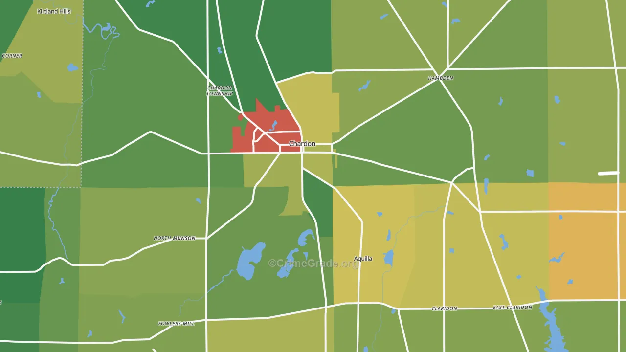 Chardon, OH Map of Burglary Rates