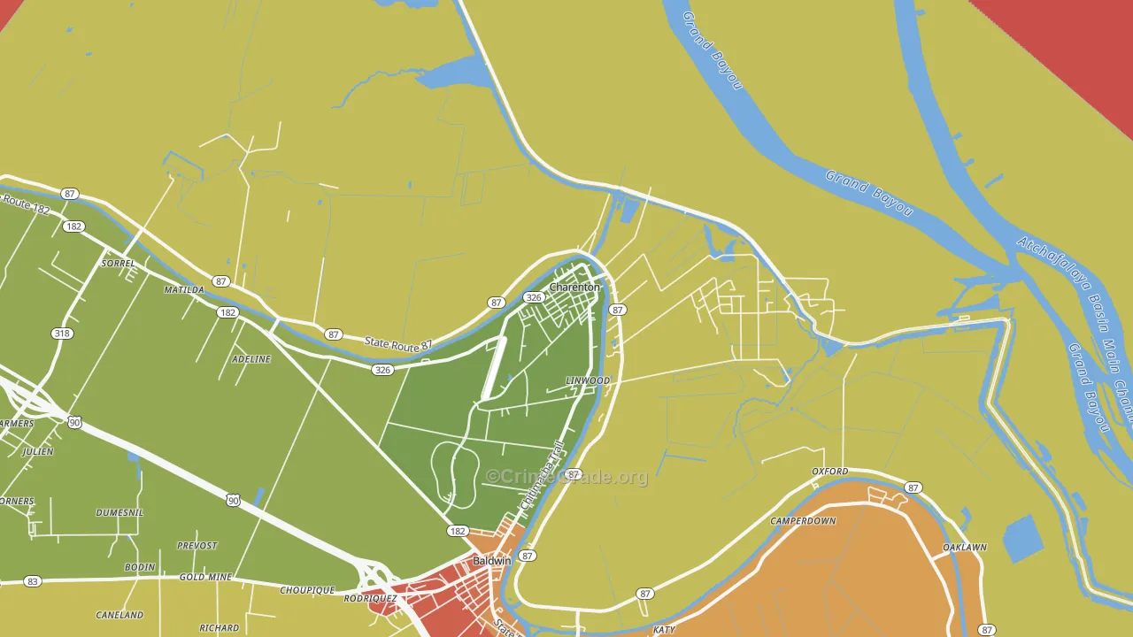 Charenton, LA Map of Burglary Rates