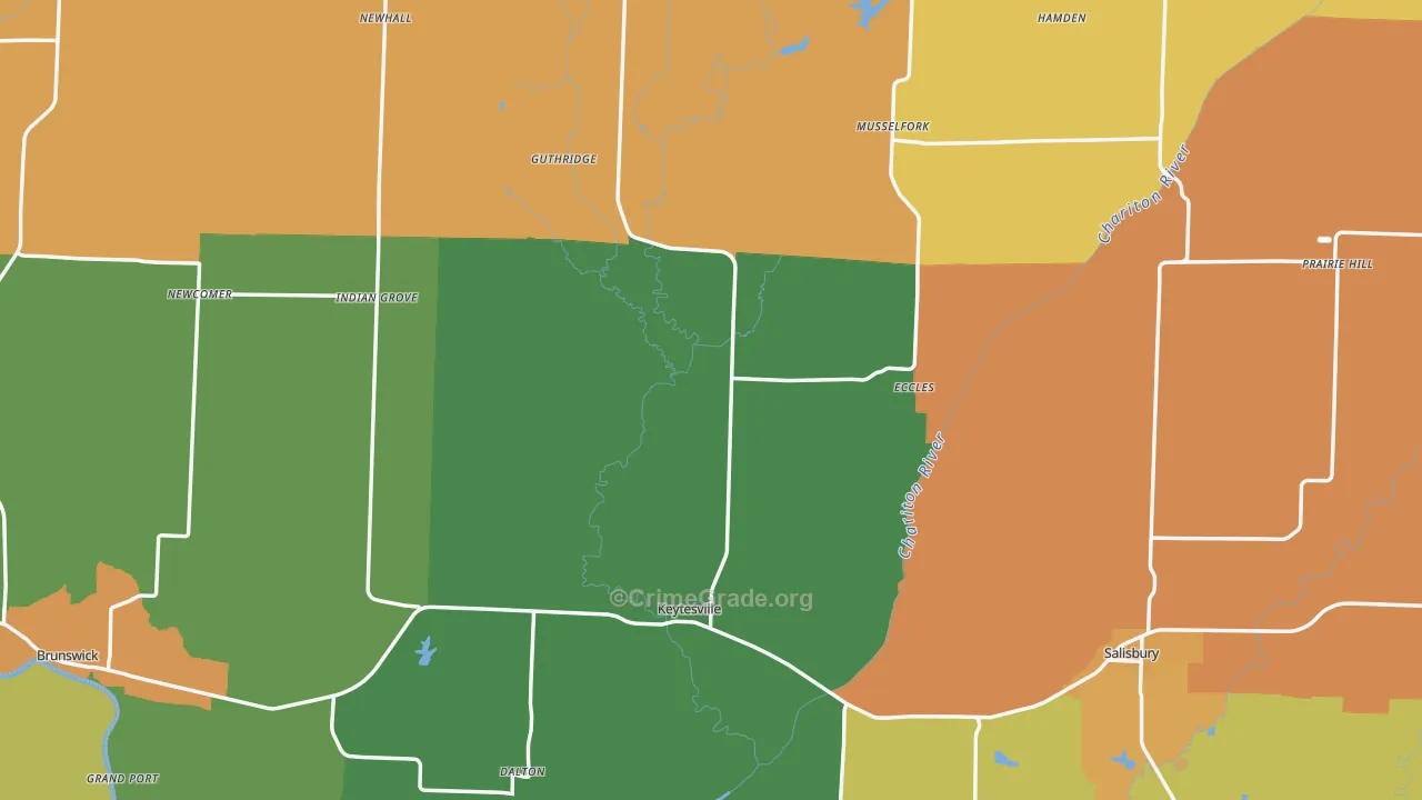 Chariton County, MO Map of Burglary Rates