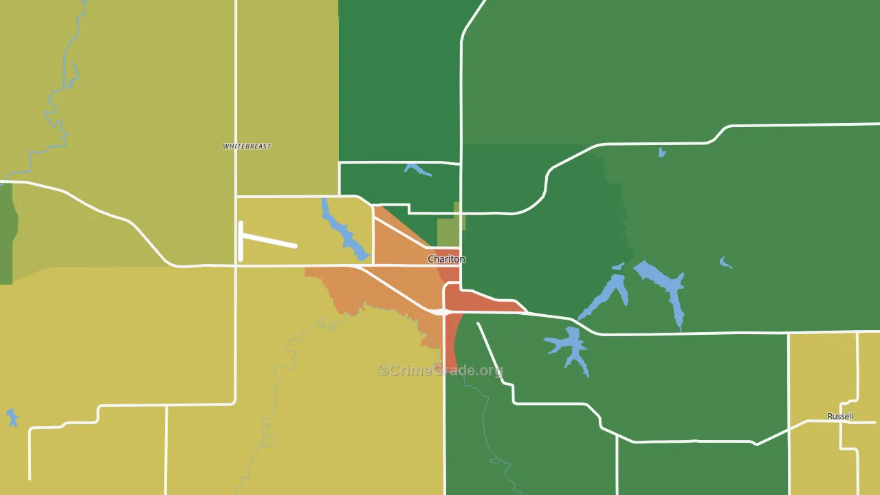 Chariton, IA Map of Burglary Rates