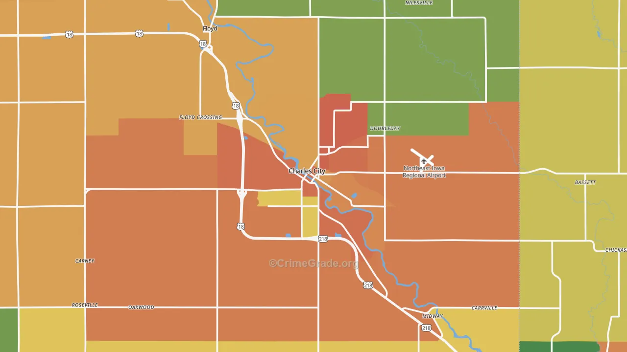 Charles City, IA Map of Burglary Rates