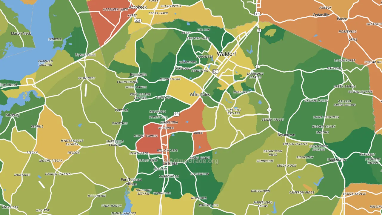 Charles County, MD Map of Burglary Rates