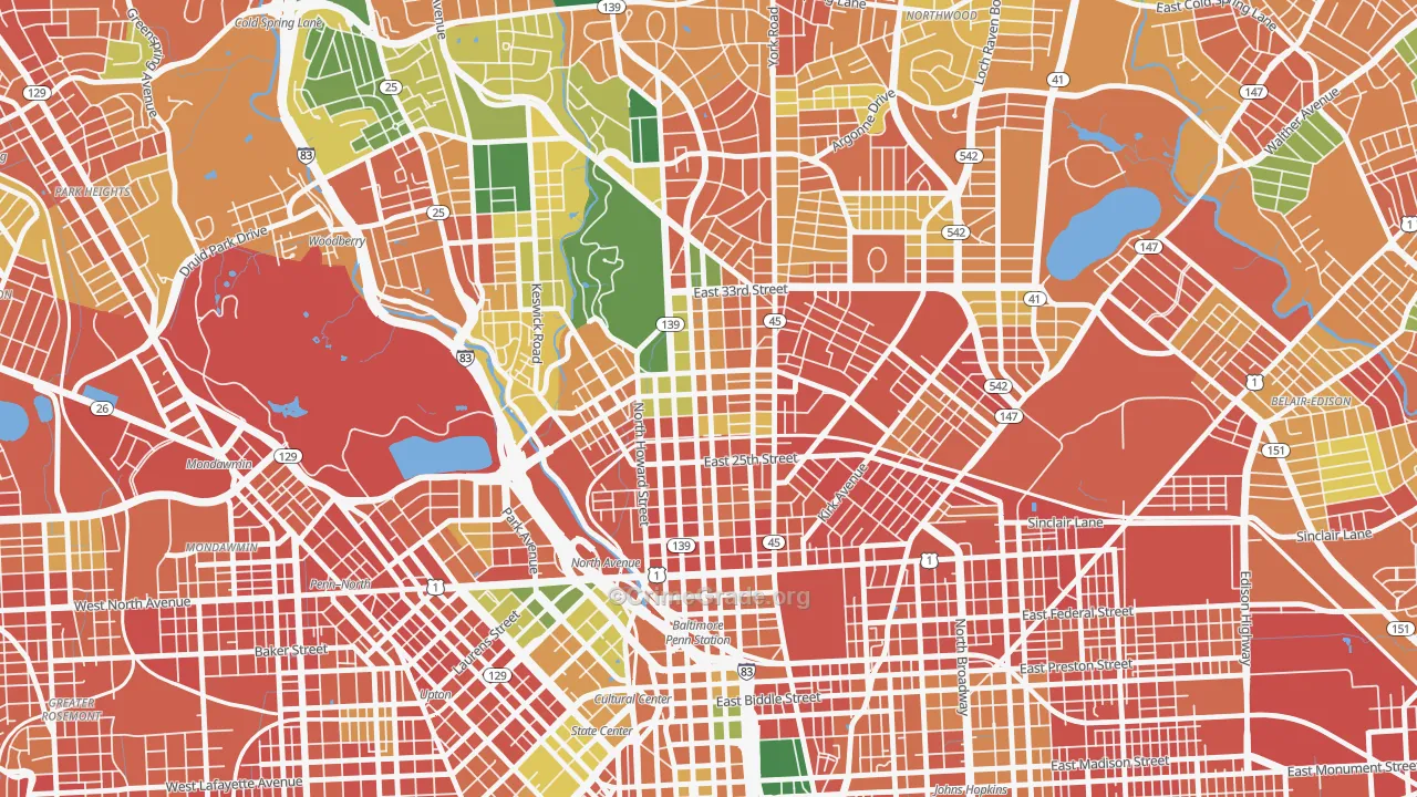 Charles Village, Baltimore, MD Map of Burglary Rates