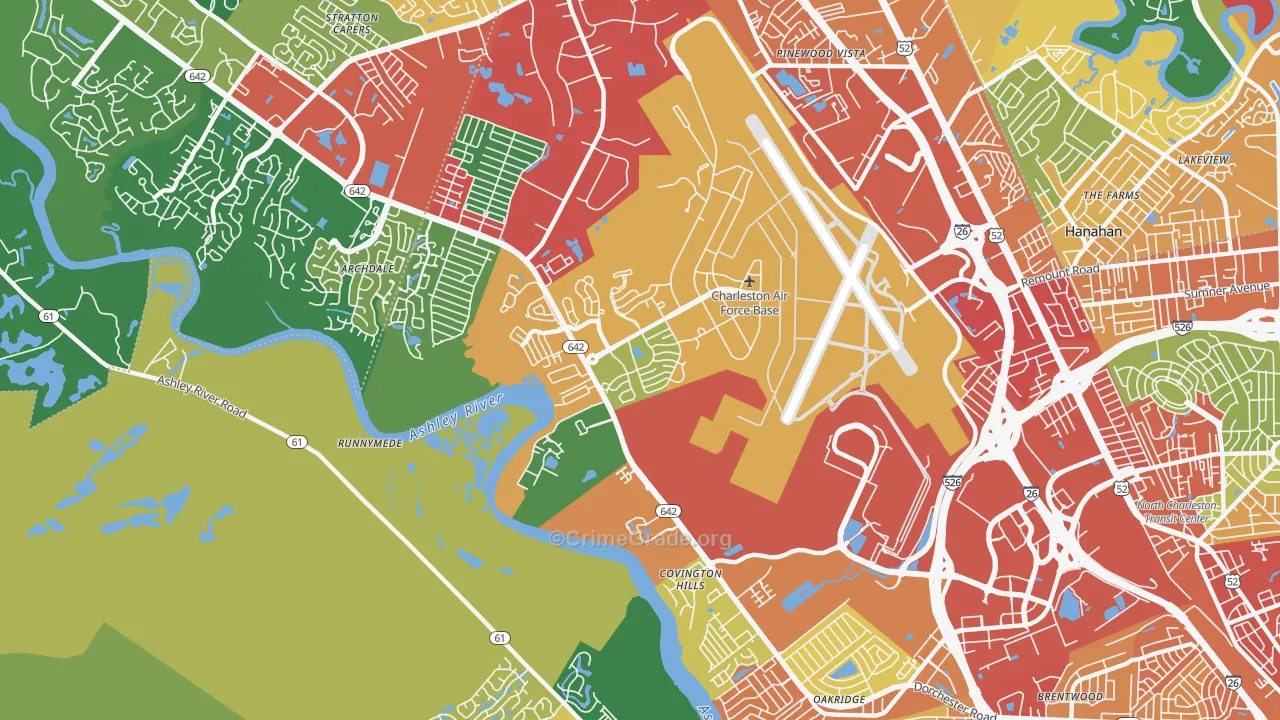 Charleston Afb, SC Map of Burglary Rates