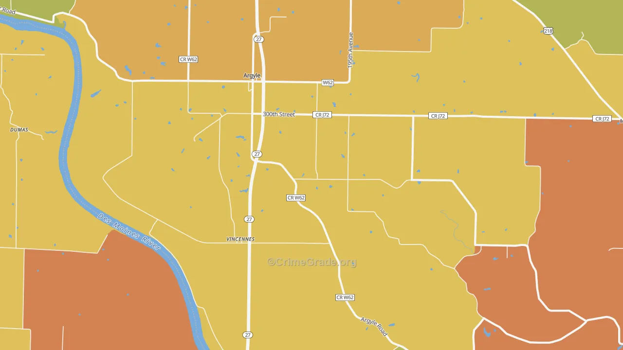 Charleston, IA Map of Burglary Rates