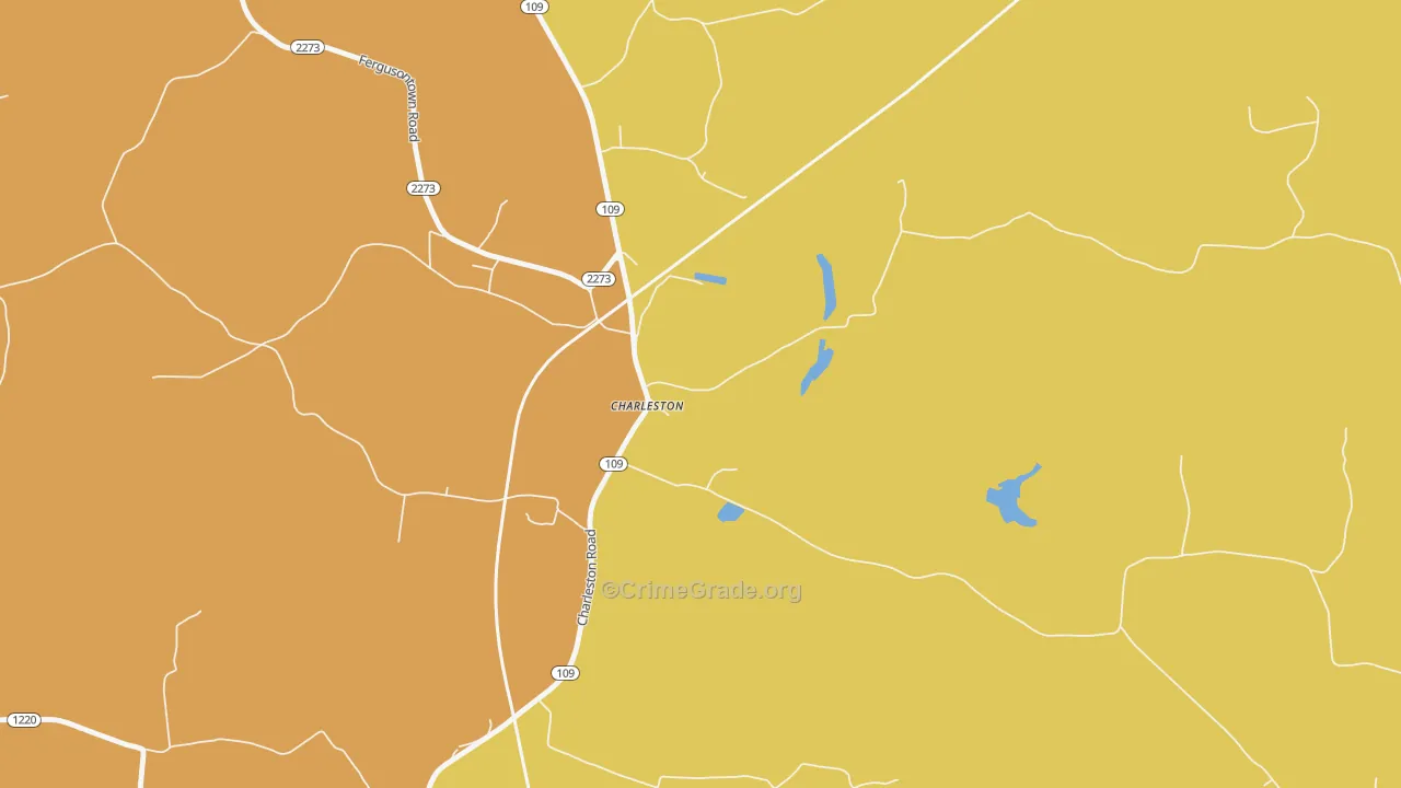 Charleston, KY Map of Burglary Rates