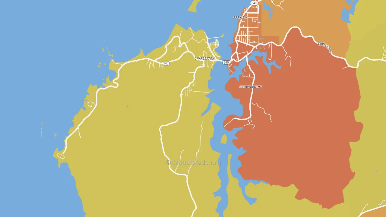 Charleston, OR Map of Burglary Rates