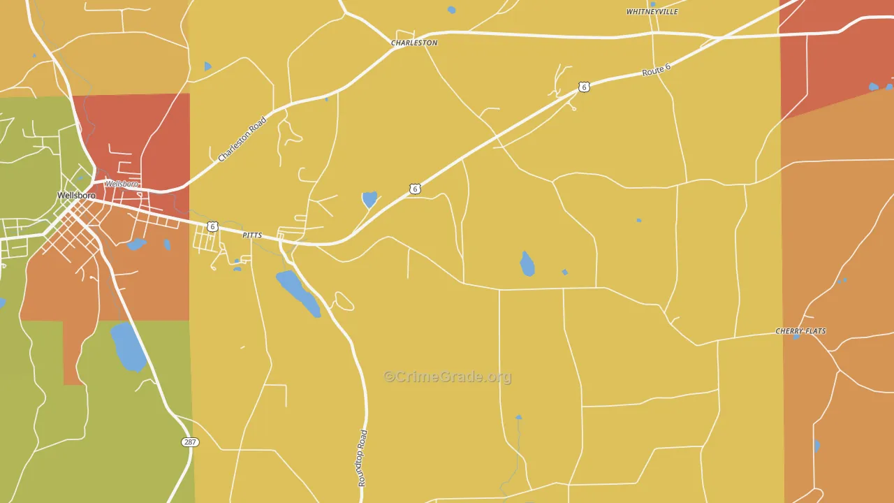 Charleston, PA Map of Burglary Rates
