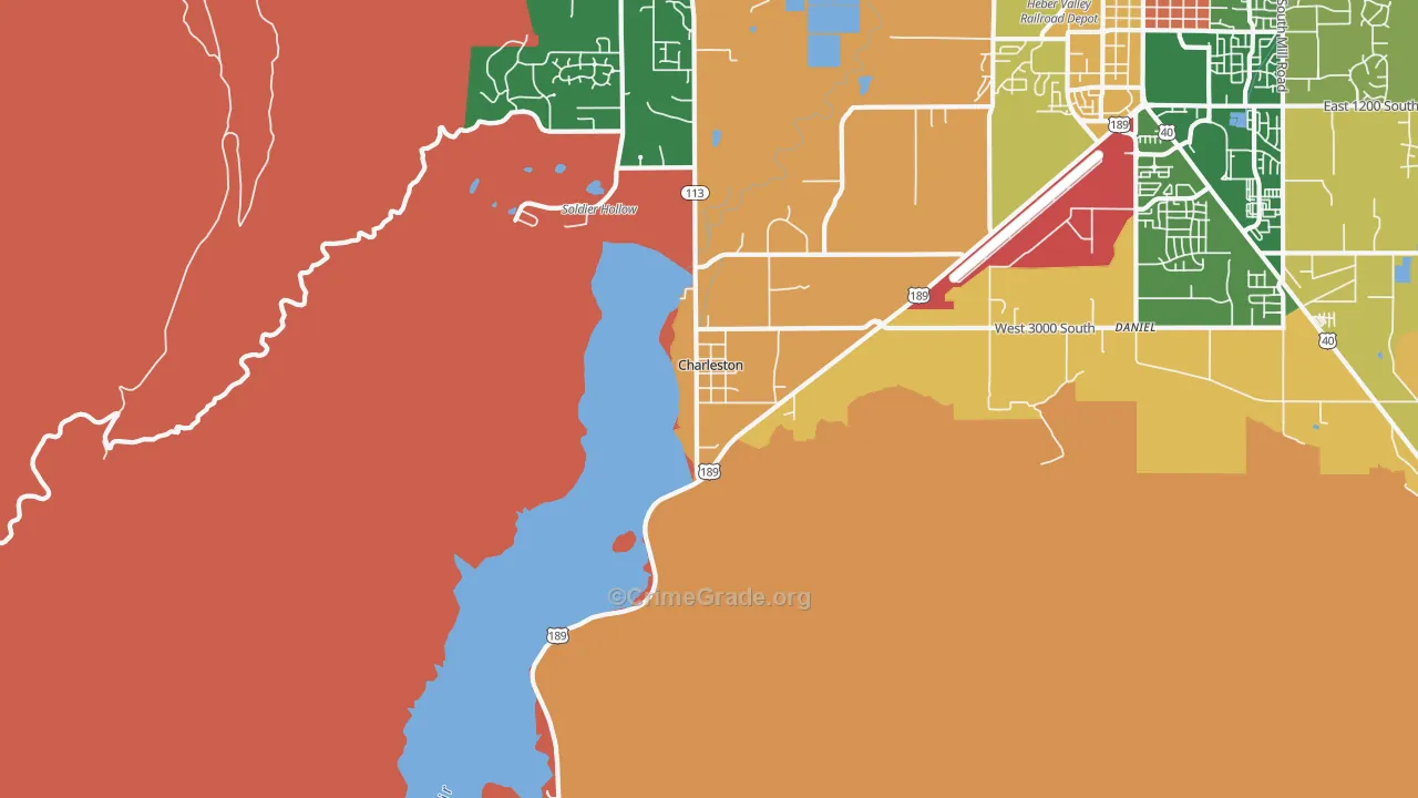Charleston, UT Map of Burglary Rates