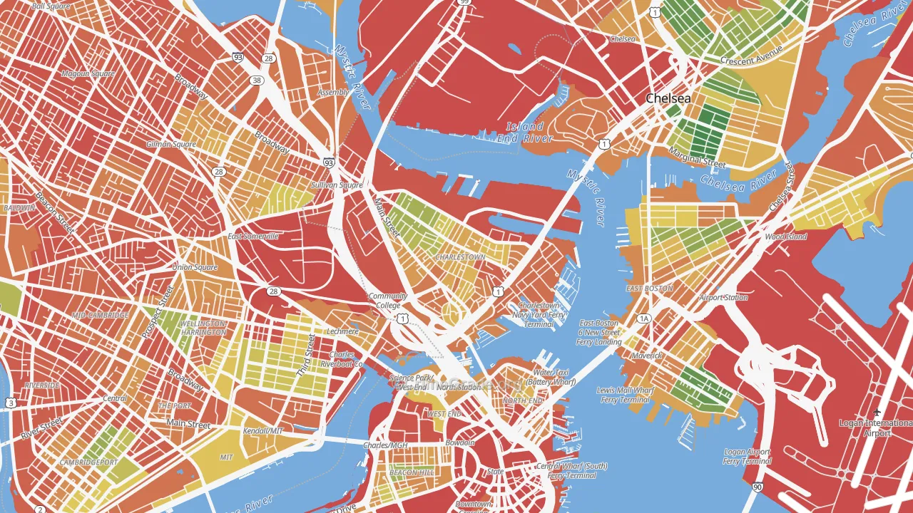 Charlestown, MA Map of Burglary Rates