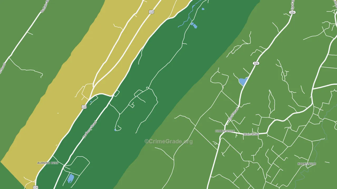 Charlesville, PA Map of Burglary Rates