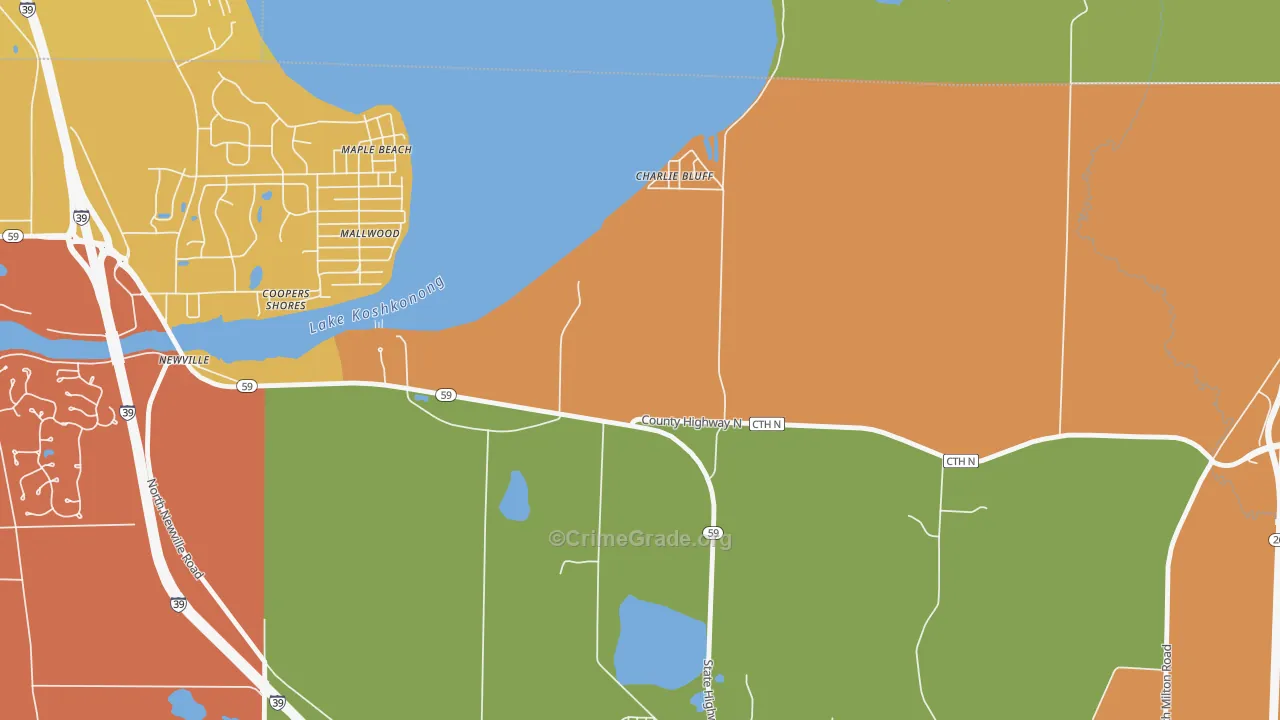 Charlie Bluff, WI Map of Burglary Rates
