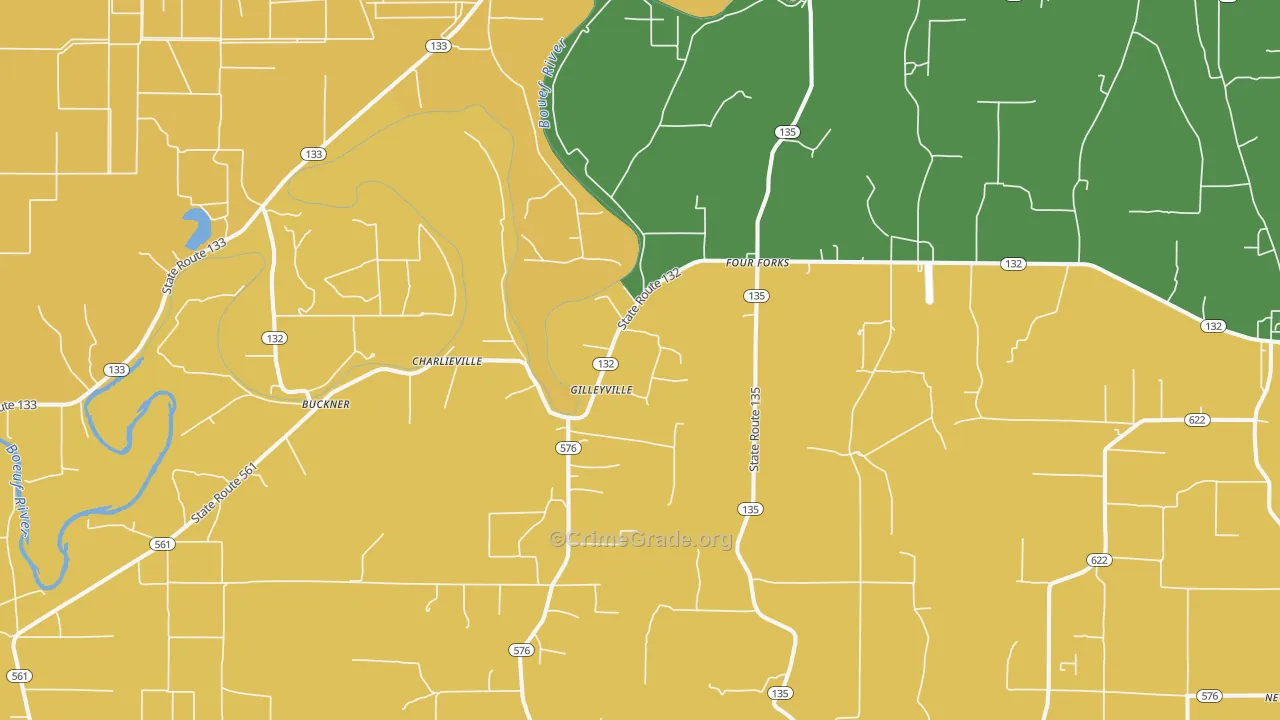 Charlieville, LA Map of Burglary Rates