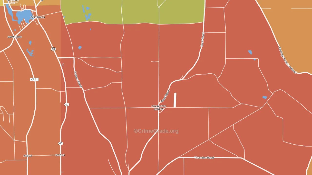 Charlotte Center, NY Map of Burglary Rates