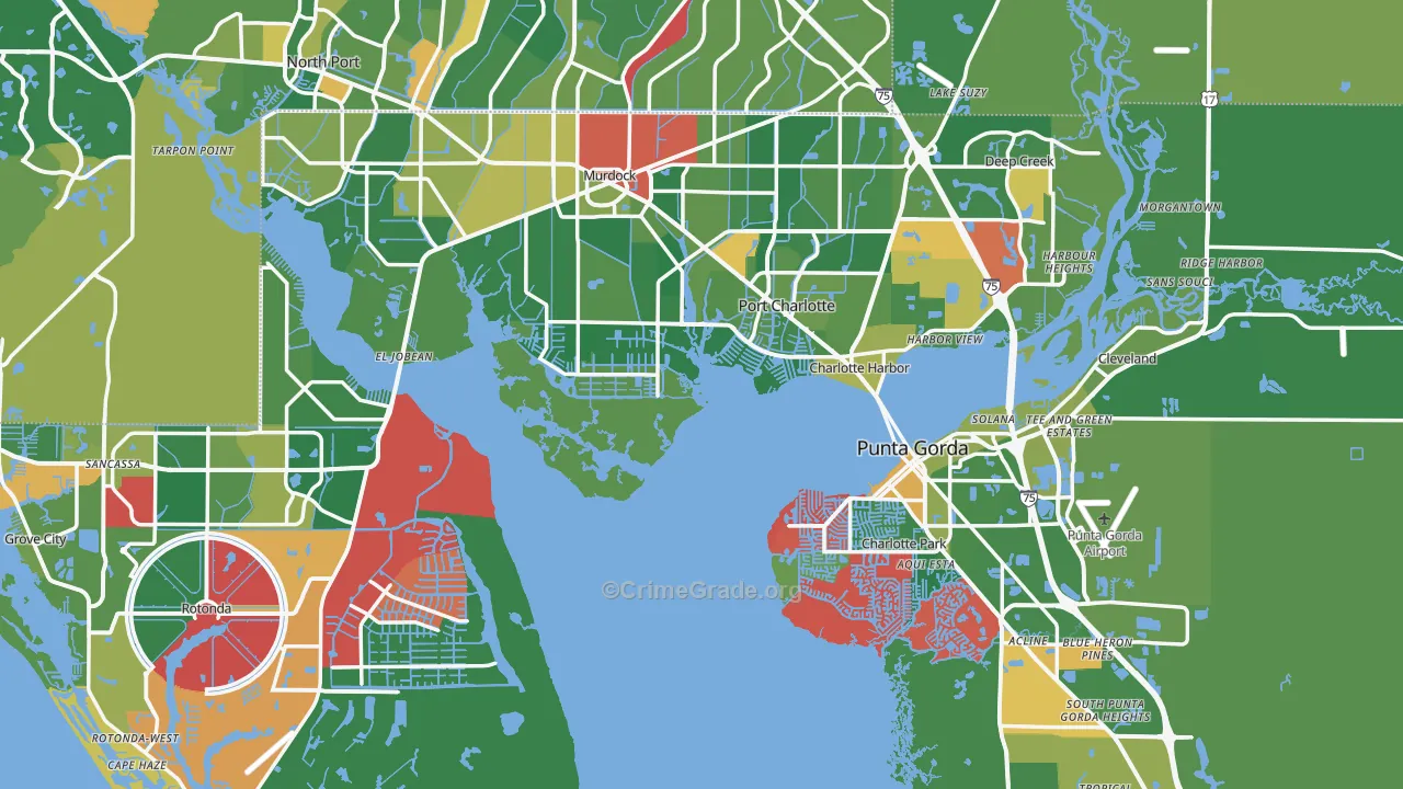 Charlotte County, FL Map of Burglary Rates