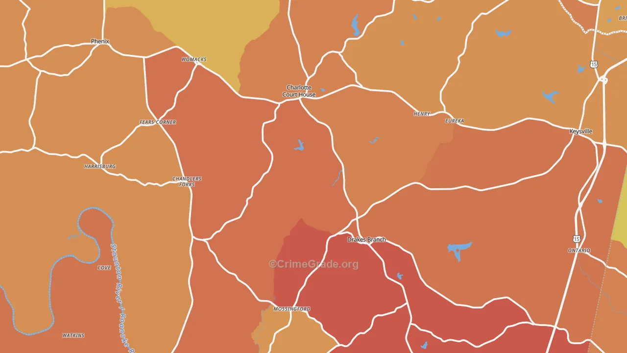 Charlotte County, VA Map of Burglary Rates