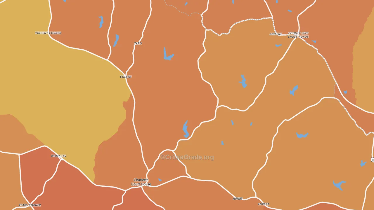 Charlotte Court House, VA Map of Burglary Rates