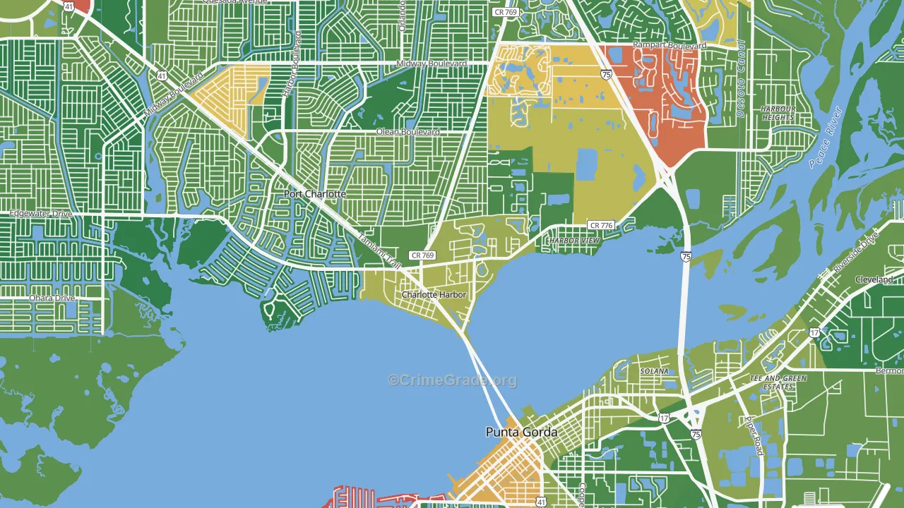 Charlotte Harbor, FL Map of Burglary Rates