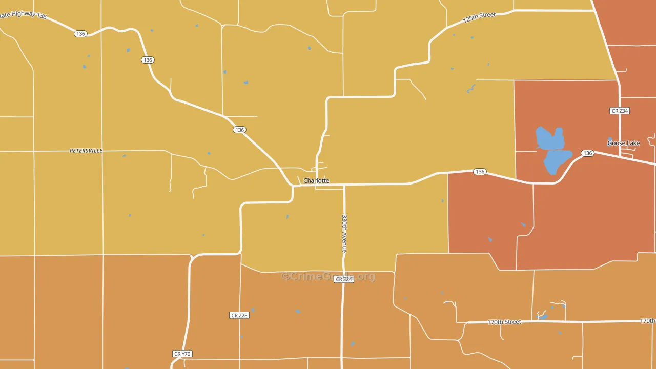 Charlotte, IA Map of Burglary Rates