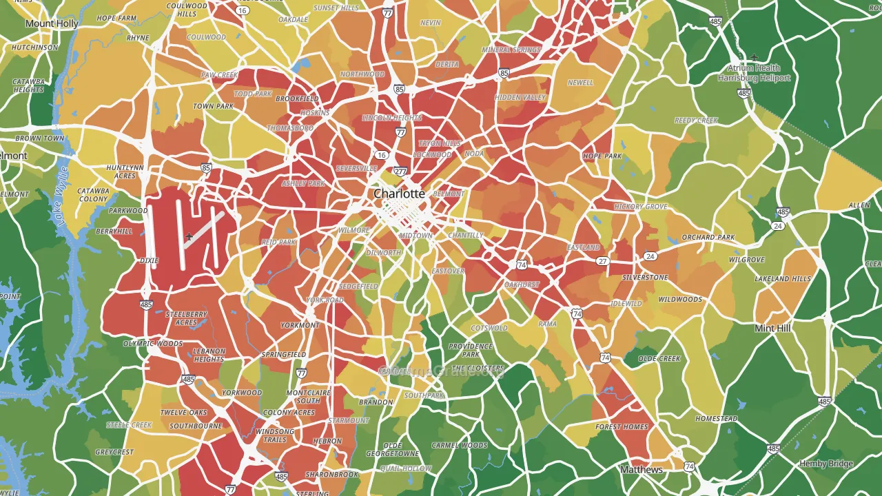 Charlotte, NC Map of Burglary Rates