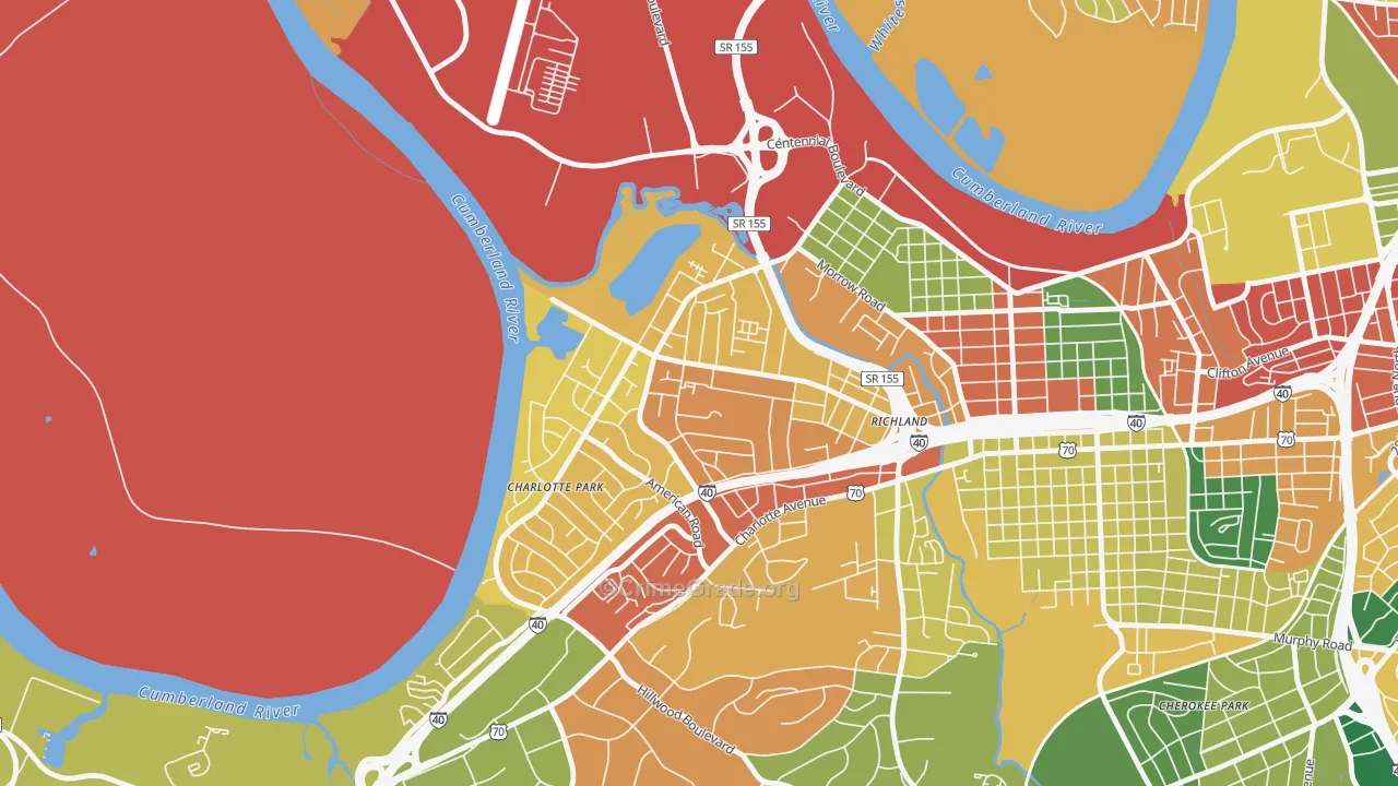Charlotte Park, Nashville, TN Map of Burglary Rates