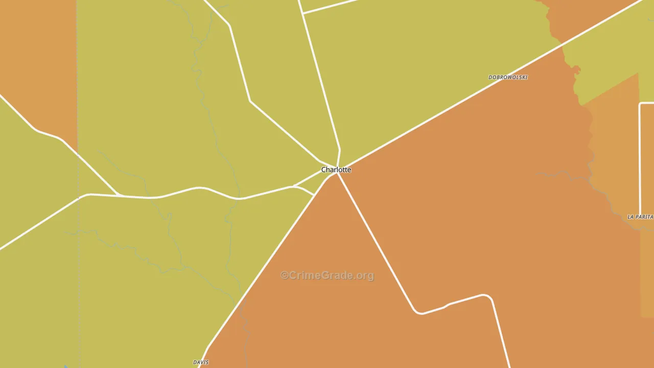 Charlotte, TX Map of Burglary Rates