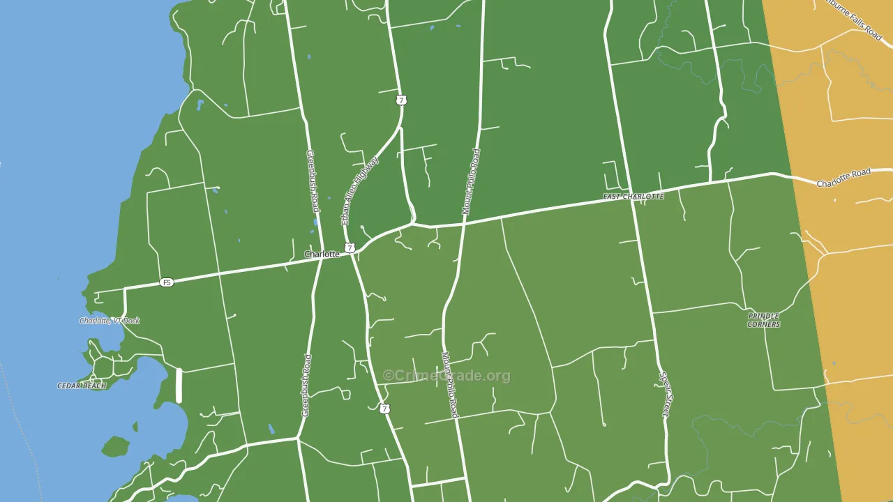Charlotte, VT Map of Burglary Rates