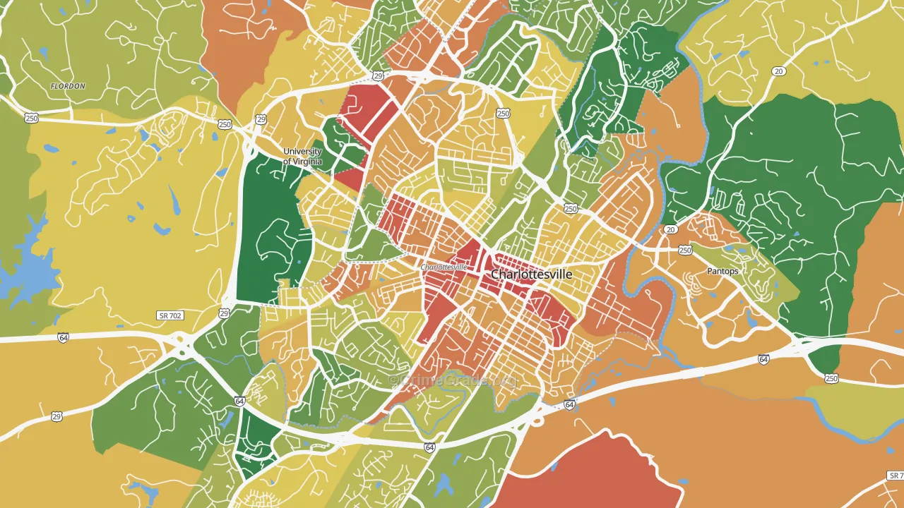 Charlottesville City, VA Map of Burglary Rates