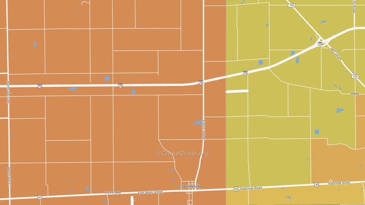 Charlottesville, IN Map of Burglary Rates