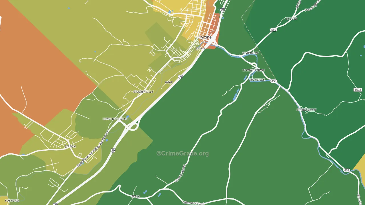 Charlottsville, PA Map of Burglary Rates
