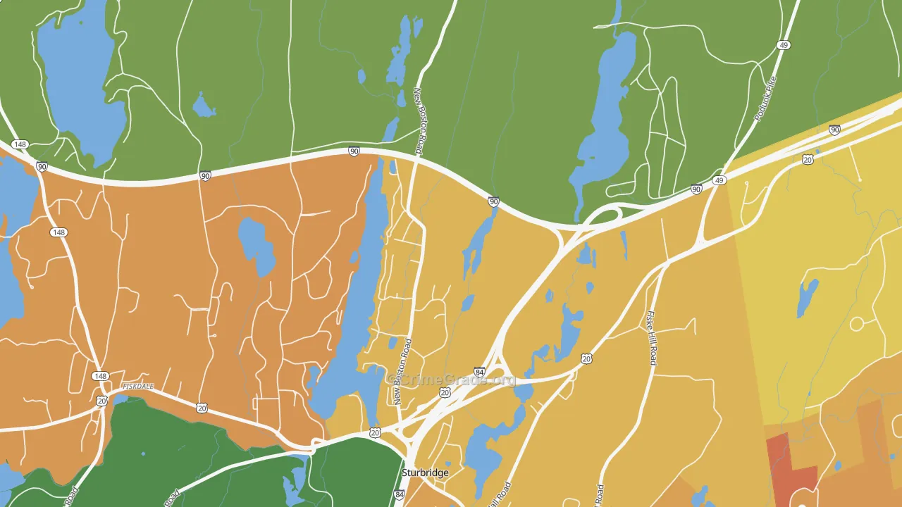 Charlton City, MA Map of Burglary Rates