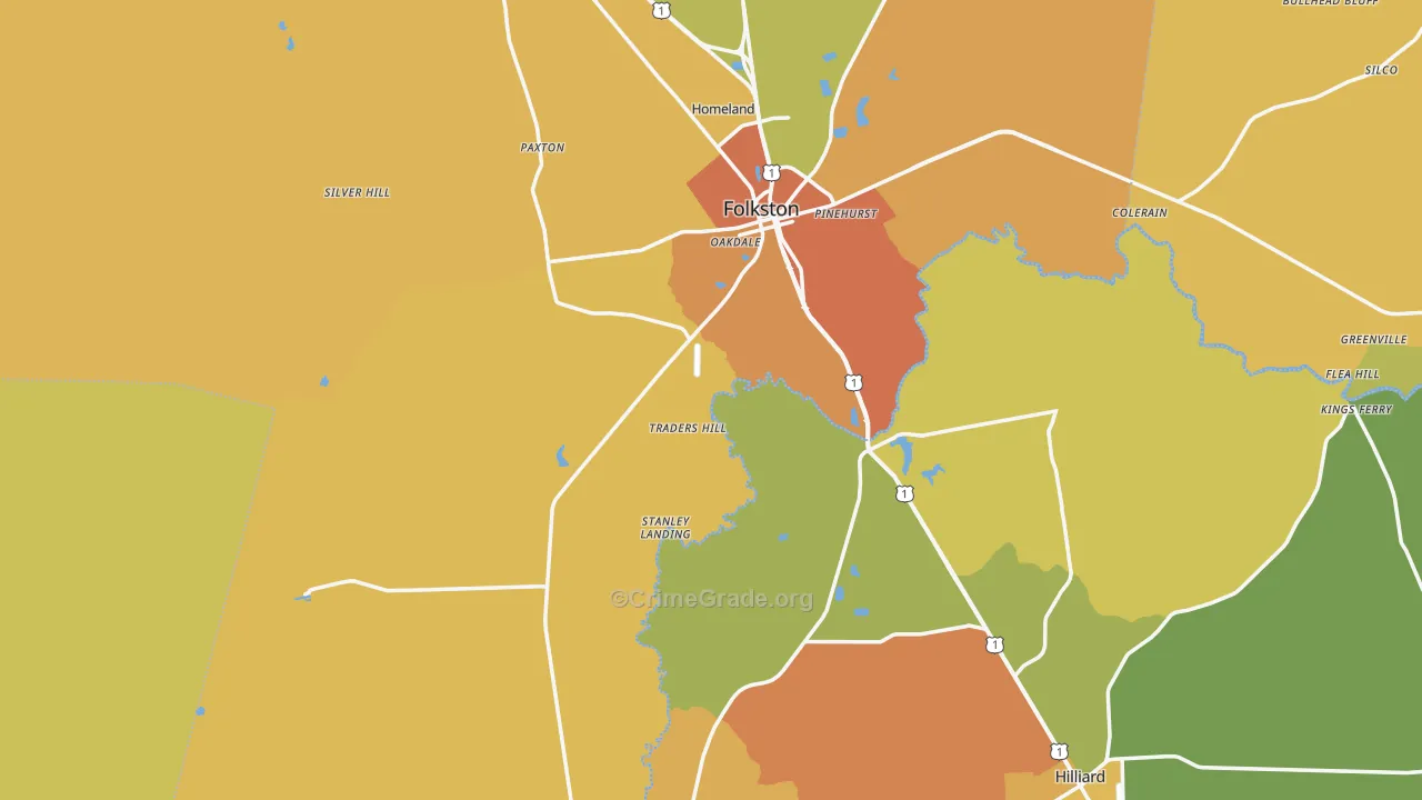Charlton County, GA Map of Burglary Rates