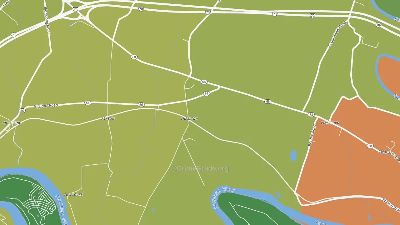 Charlton, MD Map of Burglary Rates