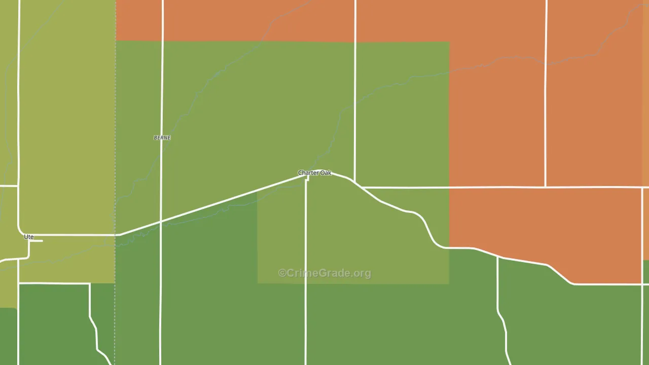 Charter Oak, IA Map of Burglary Rates