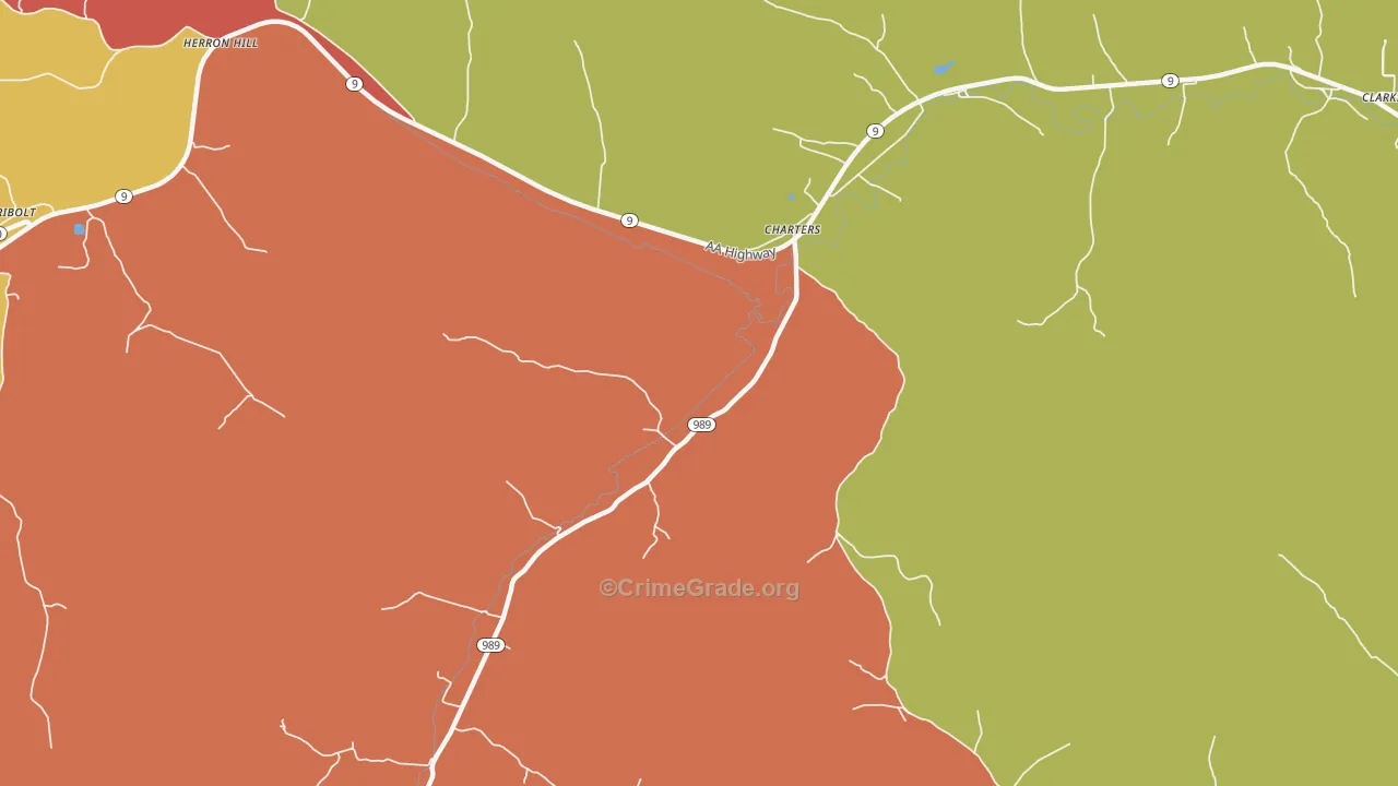 Charters, KY Map of Burglary Rates