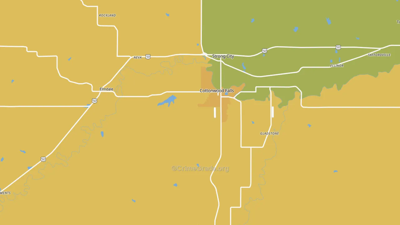 Chase County, KS Map of Burglary Rates