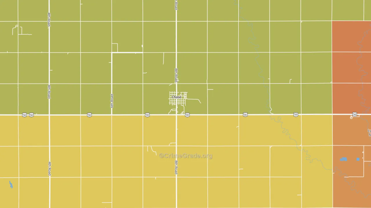 Chase, KS Map of Burglary Rates