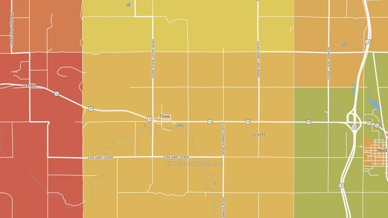 Chase, MI Map of Burglary Rates