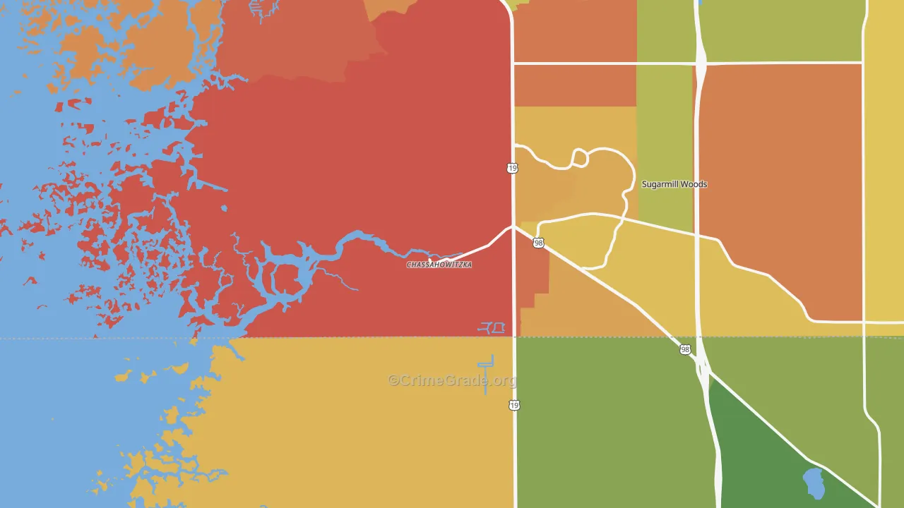 Chassahowitzka, FL Map of Burglary Rates