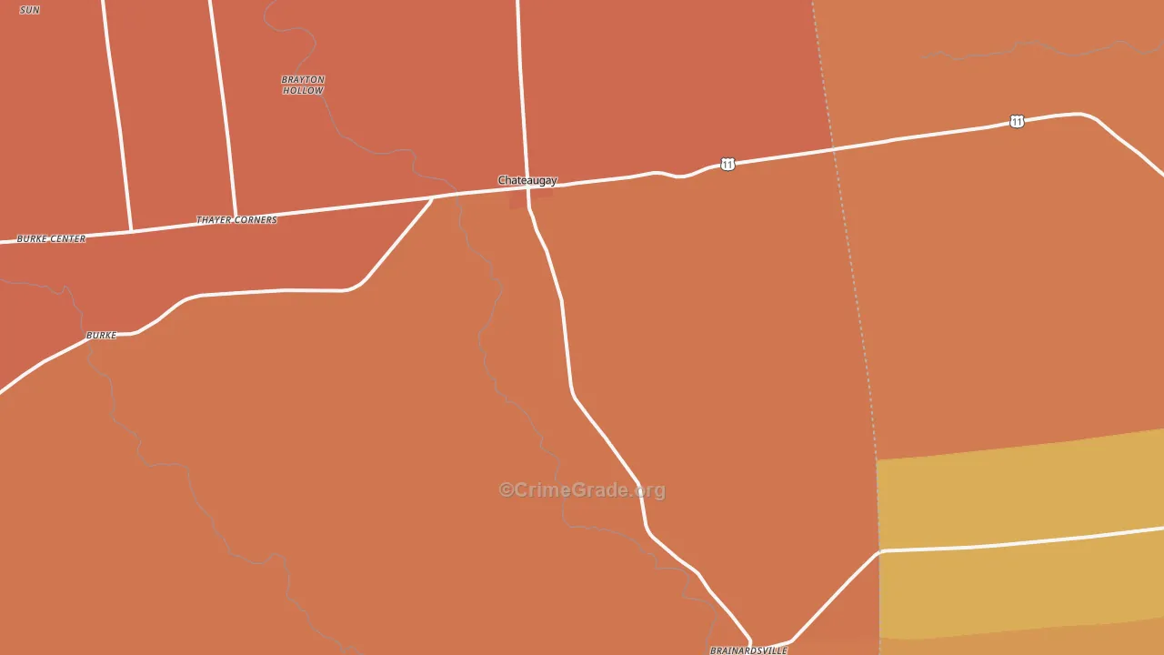 Chateaugay, NY Map of Burglary Rates