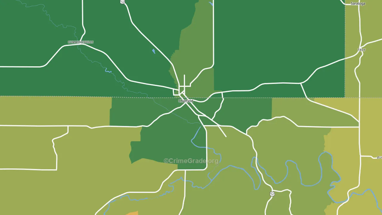 Chatfield, MN Map of Burglary Rates