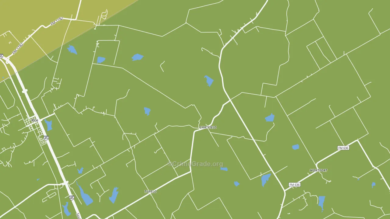 Chatfield, TX Map of Burglary Rates