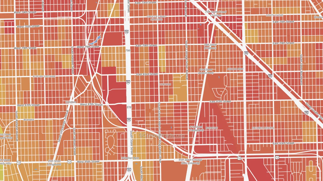 Chatham, Chicago, IL Map of Burglary Rates